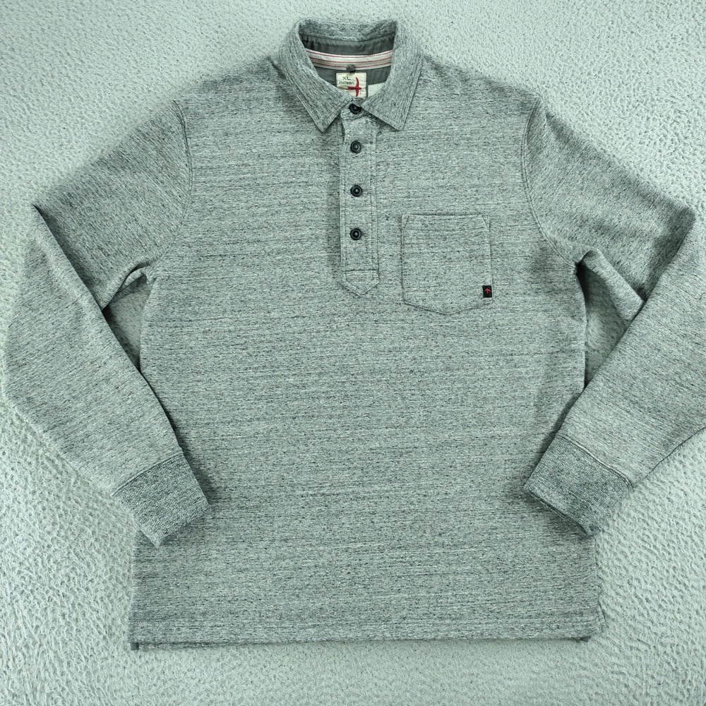 Relwen Sweater Mens XL Gray Henley Knit Long Sleeve Collared Pocket Stretch - Picture 2 of 16